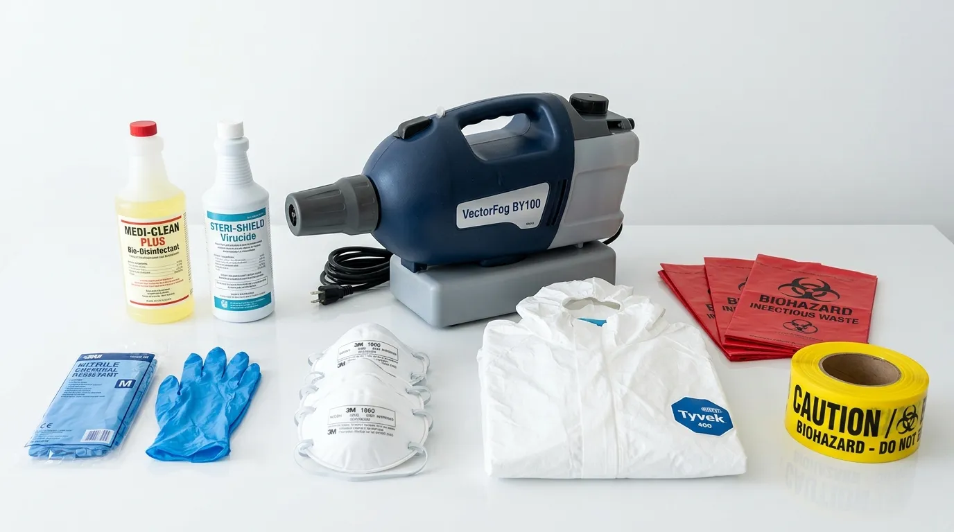 Professional biohazard remediation crew working in Talladega