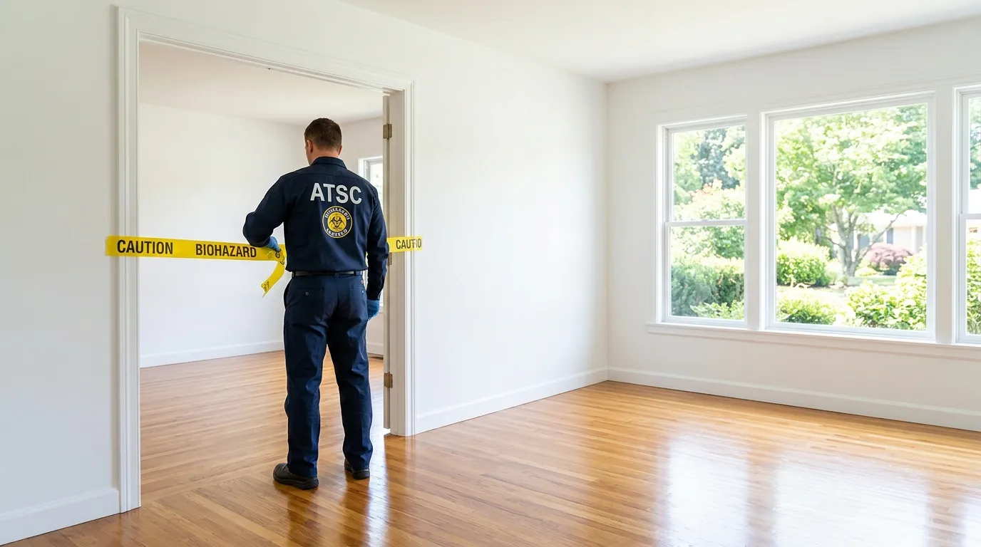 Certified biohazard cleanup crew performing Decomposition Cleanup in Talladega